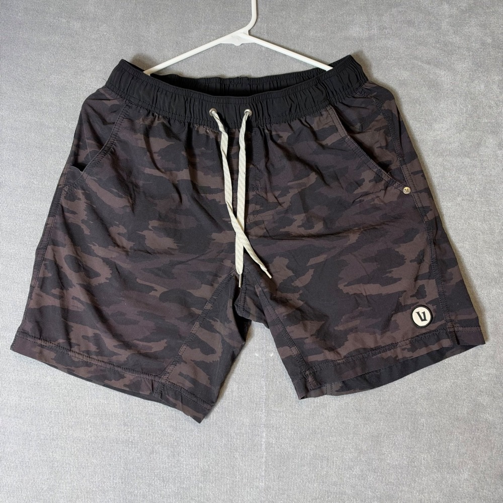 Vuori Kore Shorts Mens Small Charcoal Camo Athletic Training Gym Lined Shorts